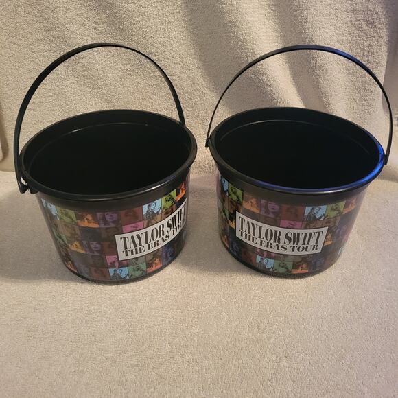 Taylor Swift Eras Tour Movie POPCORN BUCKET Tubs Set 2ea Collectible Pre Owned - Picture 1 of 7